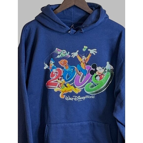 Walt Disney World Adults Navy Blue Cotton Hoodie Sweatshirt 2009 Size XXL - Picture 3 of 6
